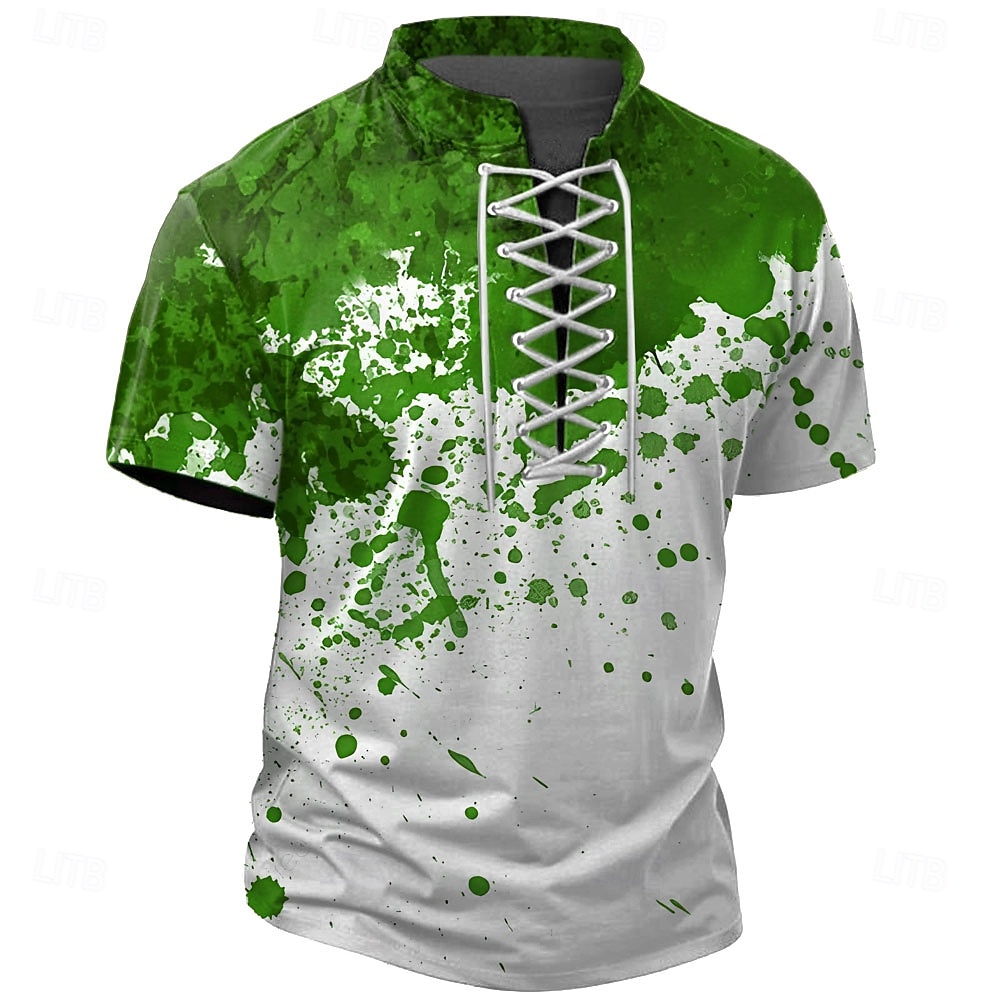 Halloween Men's Blood stains Henley Shirt T shirt Tee Short Sleeve T shirt 3D Print Crew Neck Lace Up Neck Henley Shirt Casual Street Sports Outdoor Casual Red Blue Purple Summer Spring All Seasons 2025 - $18.99 –P4