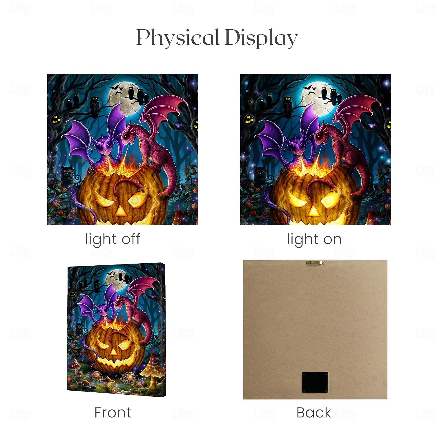 Halloween-LED-Wandbild auf Leinwand, der leuchtende Kürbis von Sarah Richter, LED-beleuchtete Wanddekoration, batteriebetrieben, beleuchteter Leinwanddruck, LED-Licht, Küche, Schlafzimmer oder 2025 - $35.99 –P7
