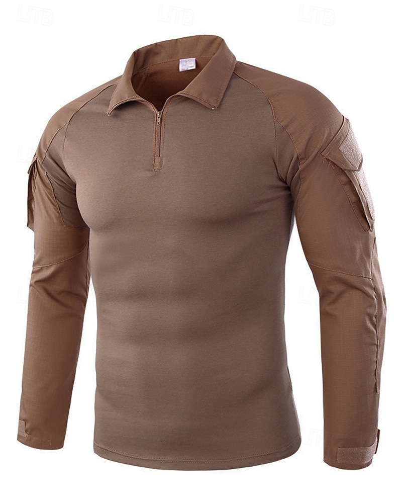 Per uomo Felpa con mezza zip Felpa militare Manica Lunga Collo alla coreana Top Esterno Traspirante Misto Cotone Mimetico Grigio scuro pitone nero Nero Viaggio Corsa del 2025 a $25.99 –P12