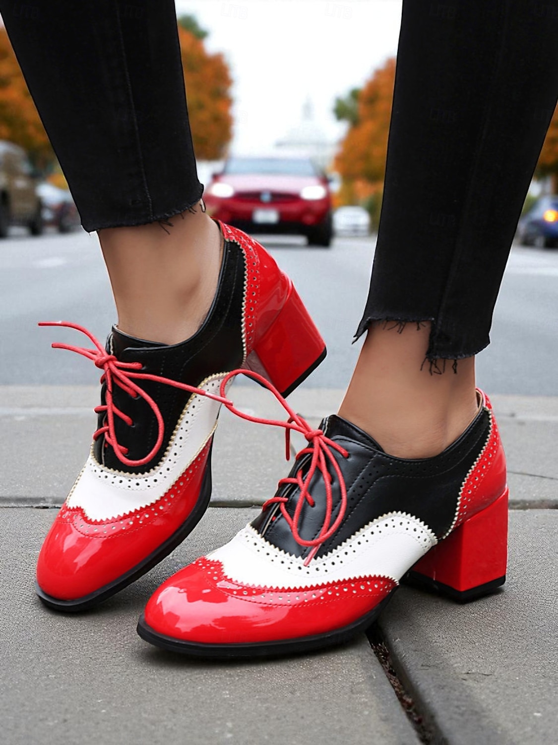 Zweifarbige Oxford-Schuhe mit Blockabsatz für Damen – Retro-Schnürschuhe in Mintgrün und Metallic für den Streetstyle im 50er-Jahre-Stil, Alltagsoutfits und legere Anlässe 2025 - $46.99 –P11