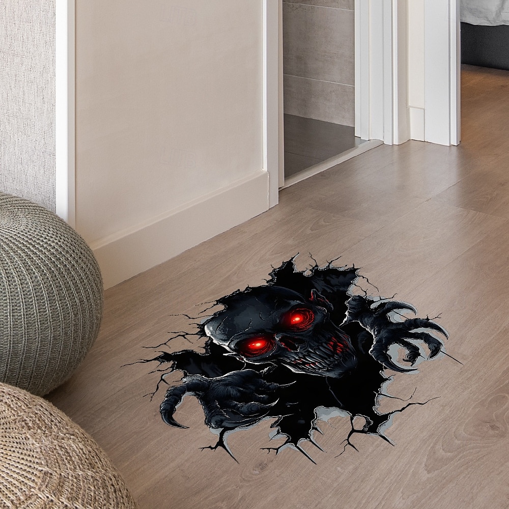 Halloween-kallon rikkinäinen seinätarra, kauhutarra 3D-tarra makuuhuoneeseen ja olohuoneeseen, aavemainen kummitustalon sisustus, kuori ja kiinnitä seinätaide kotijuhliin 2025 - $6.99 –P5