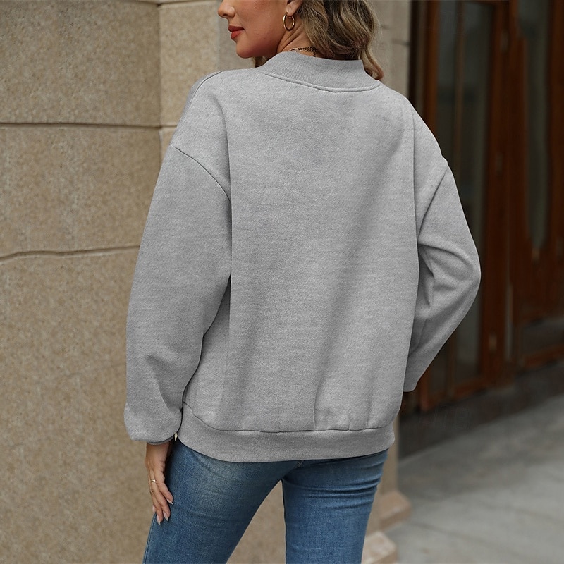 Femmes Pull Uni Streetwear Occasionnel Confortable manche longue Col en V Hauts Réguliers Rue Fête Sortir Rose Claire Vin Gris Automne de 2025 ? $26.99 –P7