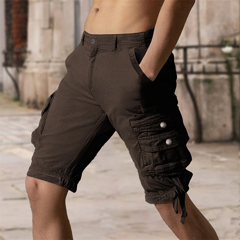 Per uomo Pantaloni capri Pantaloncini cargo Pantaloncini Estivi Multi-tasche Tasca con Patta Semplice Comodità Indossabile Lunghezza al polpaccio Quotidiano All'aperto Sport Moda Casual Cachi Nero del 2026 a $31.99 –P7