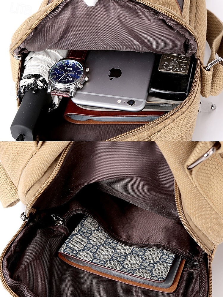 Borsa a tracolla da uomo in tela resistente all'acqua con design antigraffio, borsa a tracolla casual in stile vintage per esterni, viaggi e uso quotidiano del 2025 a $18.99 –P11