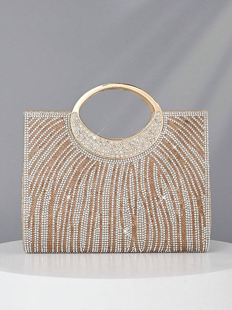 Women’s Rhinestone Evening Clutch Bag with Round Handle – Sparkly Gold Crystal Purse for Cocktail Parties, Weddings & Formal Events 2025 - $24.99 –P5