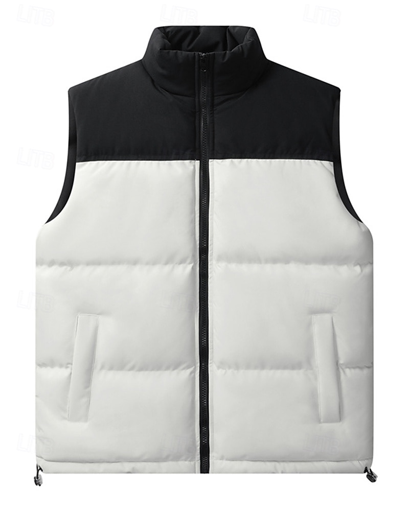 Herren Fleeceweste Ärmellos Weste Außen Thermowarm Winter Vollreißverschluss Polyester Patchwork Schwarz Weiß Rosa Jagd Angeln Klettern 2025 - $31.99 –P4
