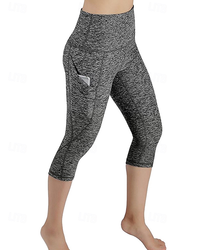 Per donna Leggings capri Leggings da yoga con tasche Controllo addominale Vita Alta Palestra Atletico Pilates Pantaloni Nero Verde militare Borgogna Autunno Gli sport Abbigliamento sportivo del 2025 a $10.49 –P4