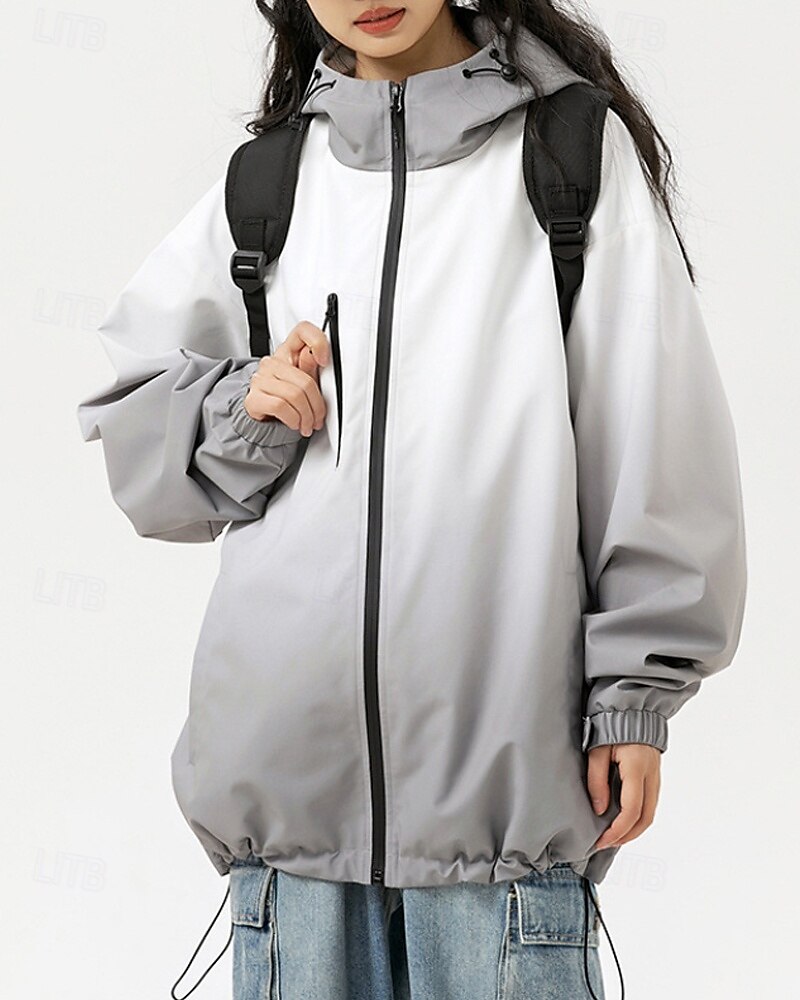 Dam Hoodiejacka Håller värmen Bekväm Dragkedja Ficka Mode Färggradient Utomhus Semester Dragkedja Normal Huva Normal Långärmad Ytterkläder Gul Ljusgrå Höst Vinter 2025 - $38.99 –P4