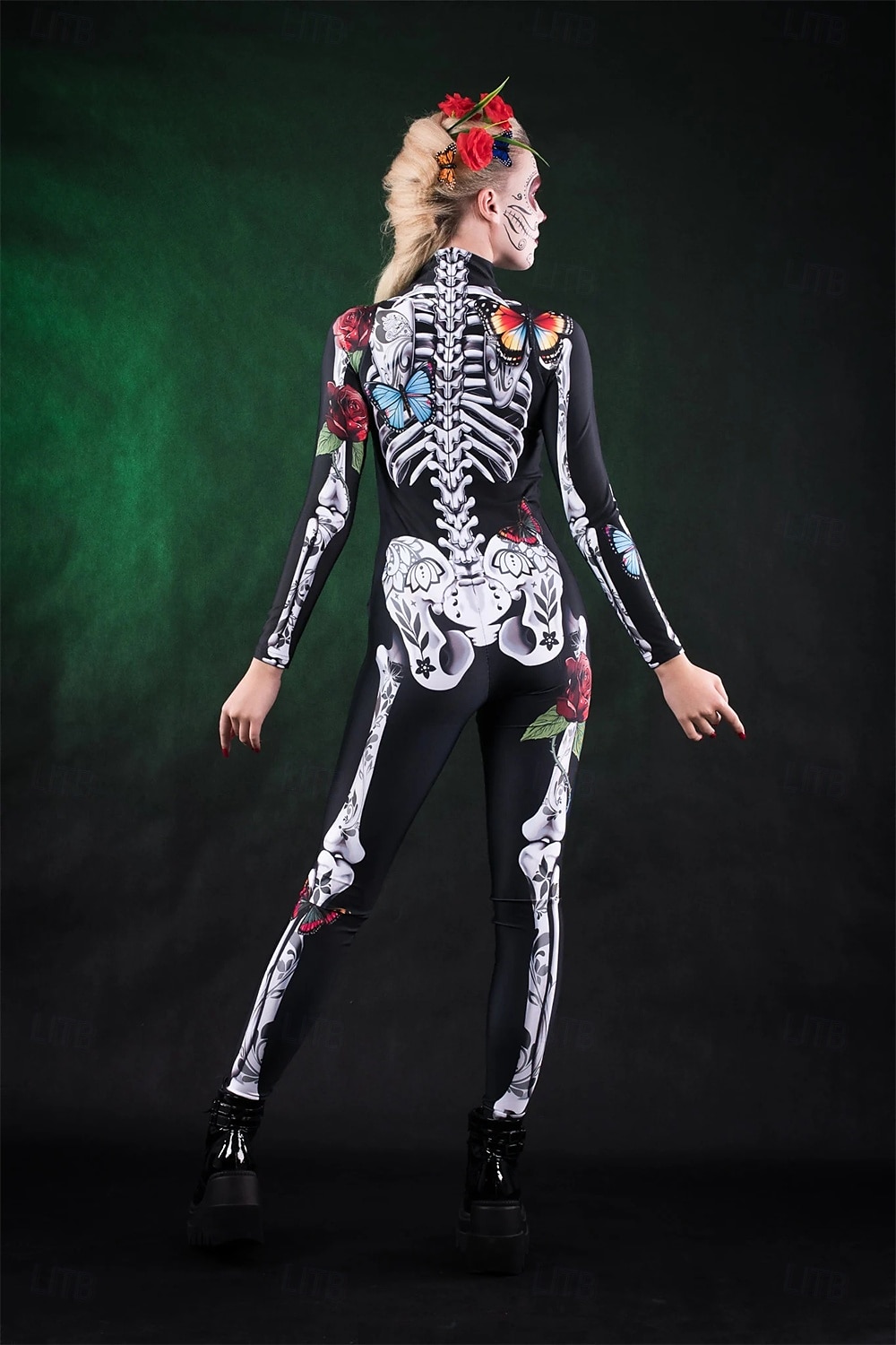 Schelet Craniu Craniu de zahăr Halloween Salopetă Costumul catsuit complet Costum înfricoșător Pentru copii Adulți Bărbați Pentru femei Băieți Halloween Carnaval Ziua morților Performanță Petrecere 2025 - $29.99 –P2