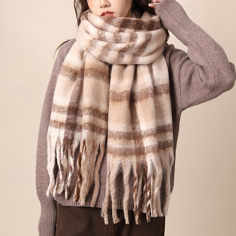 Per donna Sciarpa rettangolare Sciarpe da donna Streetwear Quotidiano Data Nero Arancione Sciarpa Plaid del 2025 a $22.99 –P13