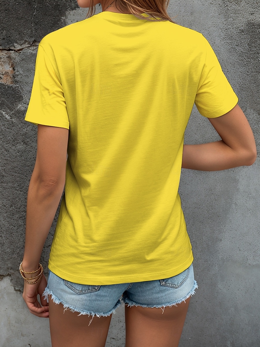 Femmes T-shirt Cœur Graphique Lettre ancien Élégant Classique Manche Courte Col ras du cou Col rond Hauts Réguliers Quotidien Week-end Imprimé Noir Blanche Jaune Rose Claire Rouge Été de 2025 ? $19.99 –P2