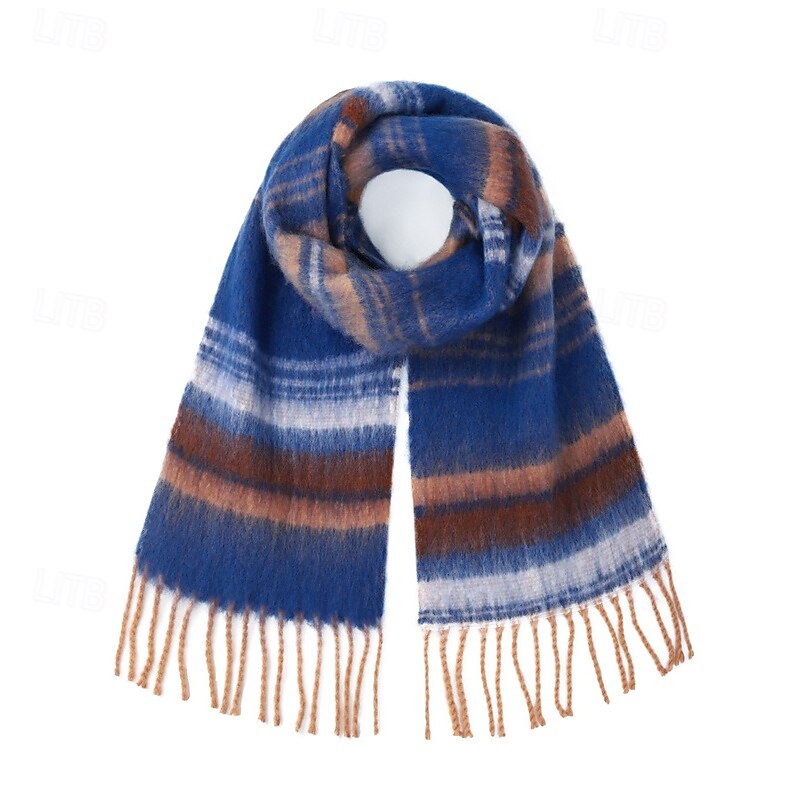 Women's Rectangle Scarf Street Daily Date Red Blue Scarf Stripe 2025 - $22.99 –P2