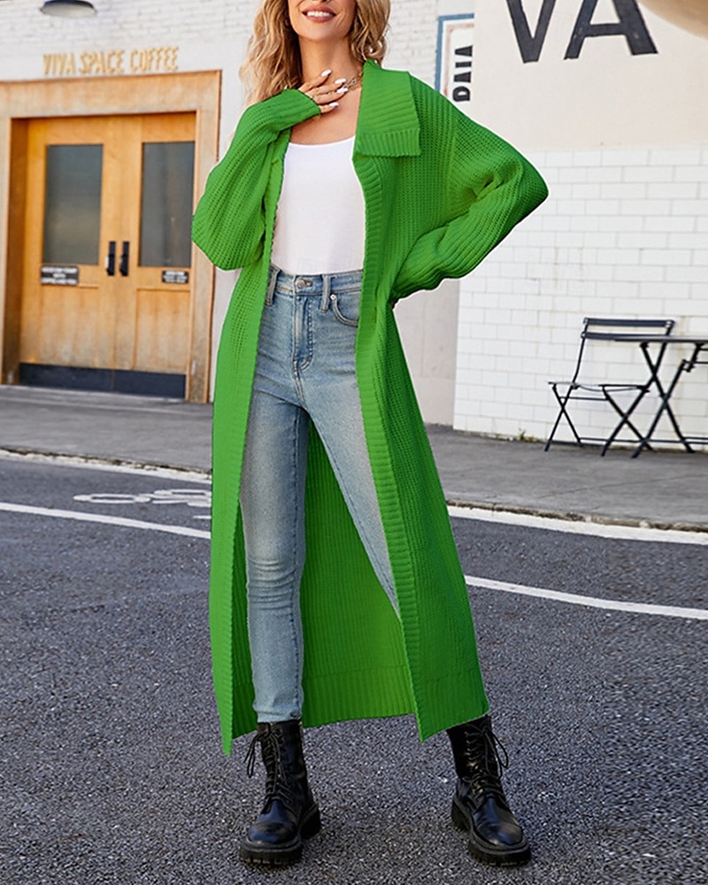 Pentru femei Pulover Bluza Modă Șic Stradă Zilnic Culoare solidă Striat Deschis frontal Tricotat Manșon Lung Topuri lungi Tricotat Concediu Ieșire Sfârșit de săptămână Negru Alb Toamnă Iarnă 2025 - $34.99 –P5