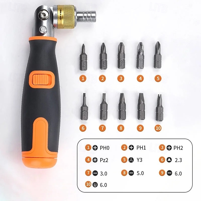 Juego de destornilladores de trinquete, diez en uno, kit de destornilladores de trinquete reversibles multiángulo portátiles con puntas Phillips, ranuradas y Torx, herramienta manual compacta para 2025 - $25.99 –P4