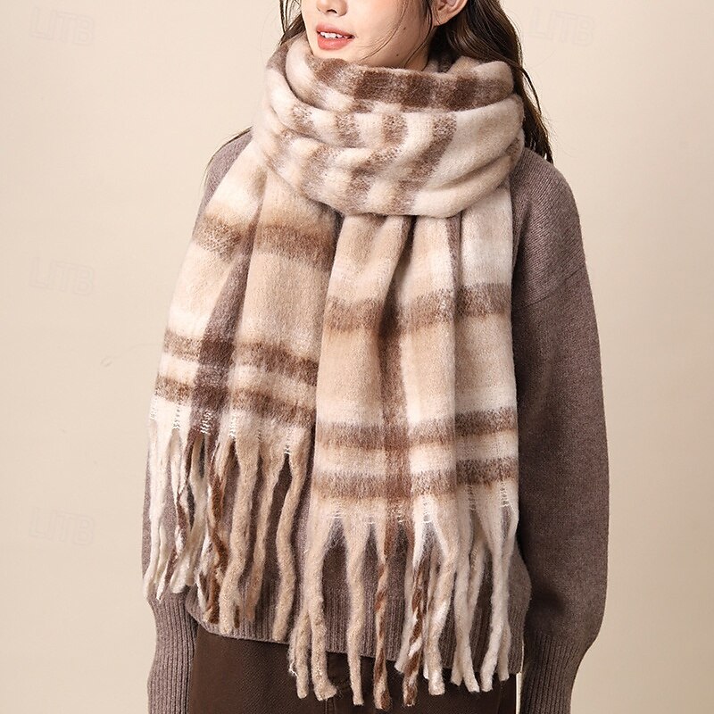 Per donna Sciarpa rettangolare Sciarpe da donna Streetwear Quotidiano Data Nero Arancione Sciarpa Plaid del 2025 a $22.99 –P15