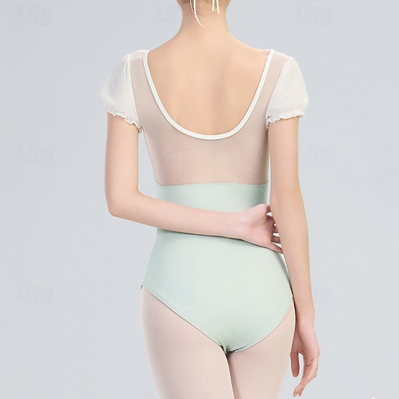 Ballett Trikot / Einteiler Unifarbe Spleißen Tüll Damen Leistung Training Kurzarm Hoch Polyester 2025 - $44.99 –P5