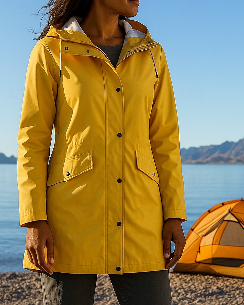 Women's Rain Coat Outdoor Waterproof Windproof Hiking Outfits Hiking Clothes Winter Autumn / Fall Top Camping / Hiking / Caving Running Solid Color Black Yellow Pink 2026 - $29.99 –P1