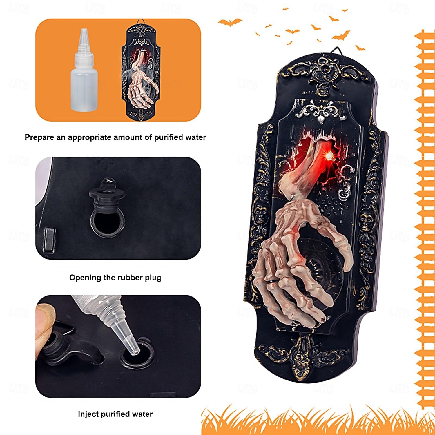 Campanello a forma di mano di scheletro di Halloween, sensore spray per campanello spettrale di Halloween, serratura per porta per casa stregata, bar, club, decorazione per feste di Halloween del 2025 a $44.99 –P3