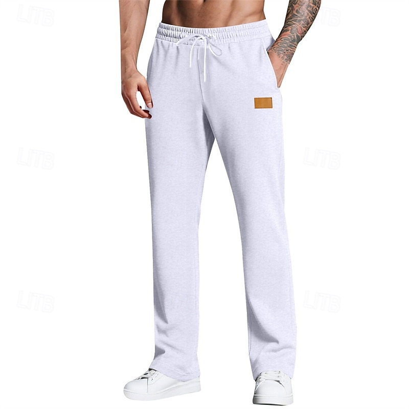 Herr Joggingbyxor Långbyxor Träningsbyxor med raka ben Ficka Elastisk midja Snörning Slät Komfort Utomhussport Dagligen Mode Ledigt Svart Vit Microelastisk 2025 - $17.99 –P8