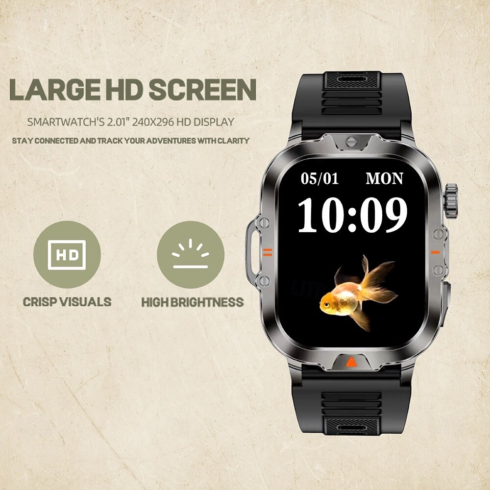 Relógio inteligente 2,01 polegadas smartwatch fitness relógio de corrida bluetooth pedômetro lembrete de chamada rastreador de atividades compatível com android ios homens longa espera à prova d'água de 2025 por $34.99 –P7