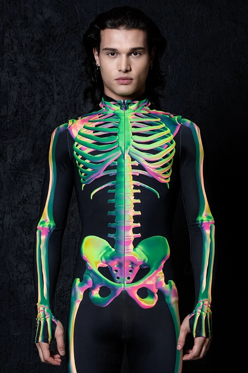 koponya csontváz test halloween csoportos páros jelmezek teljes testes macskaruha ijesztő jelmez férfi női fiú gyermek felnőttek előadás buli klub halloween karnevál halottak napja könnyű 2025 - $29.99 –P6
