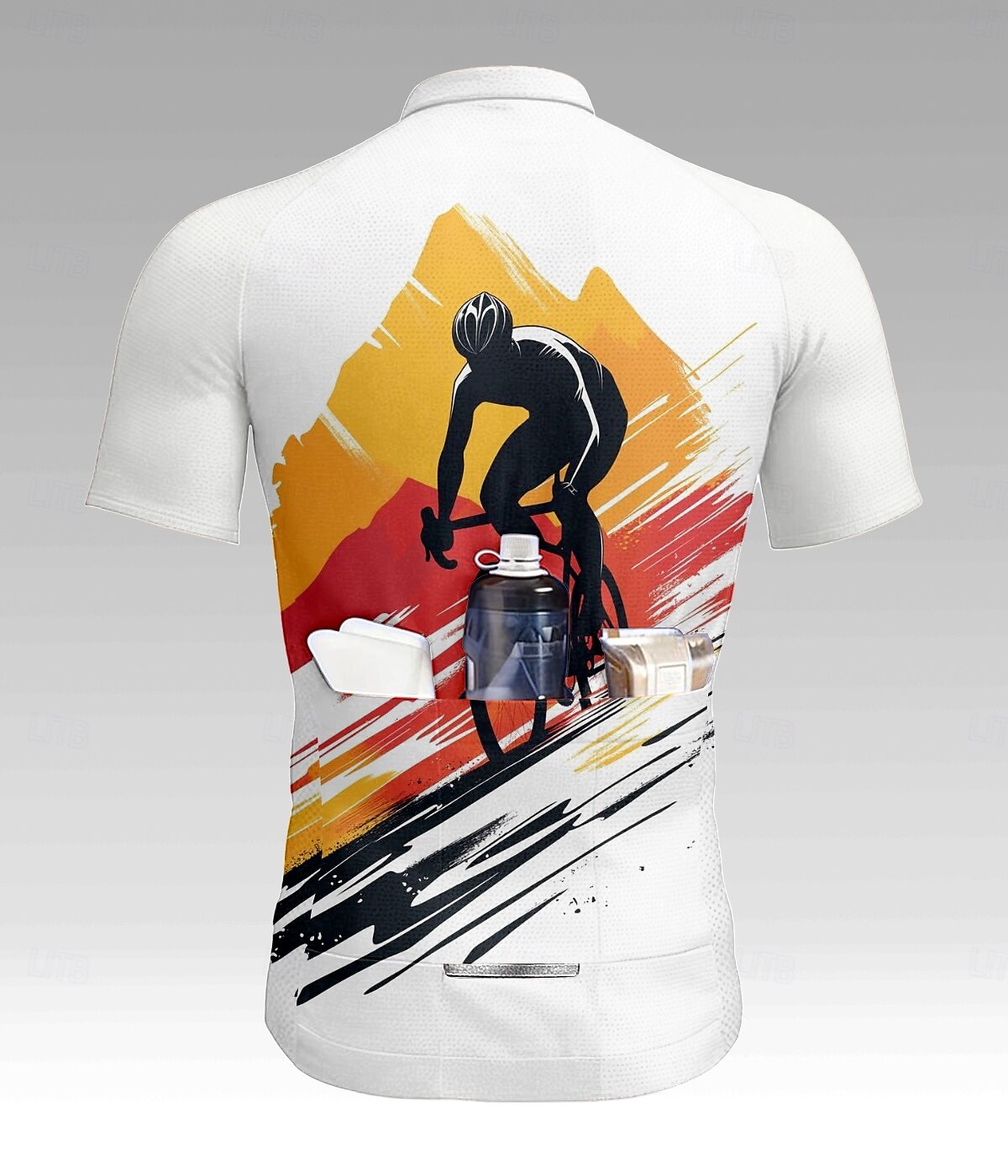 Hombre Maillot de Ciclismo Manga Corta Bicicleta Maillot Camiseta con 3 bolsillos traseros Resistente a los rayos UV Secado rápido Cremallera delantera Bandas Reflectantes Blanco Deportes Ropa 2025 - $28.99 –P2