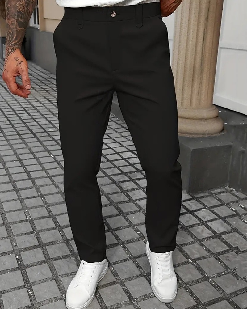 Hombre pantalones de traje Pantalones Chinos Bolsillo Botones Plano Comodidad Formal Fiesta Trabajo Moda Estilo clásico Negro Blanco Microelástico 2025 - $22.99 –P14