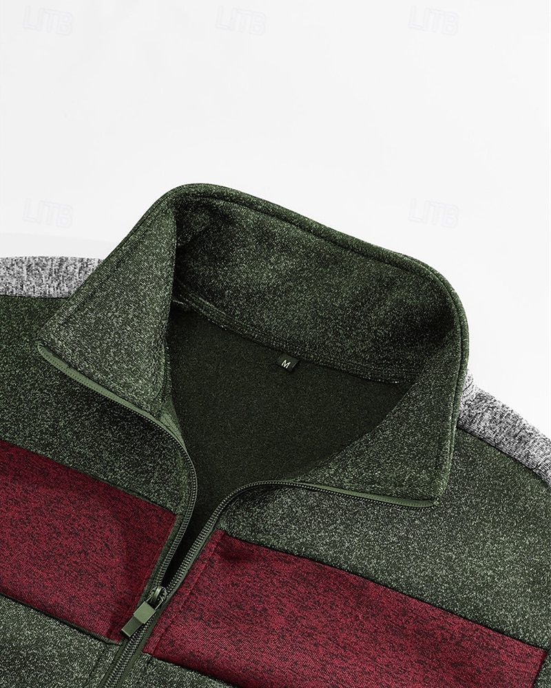 Herren Freizeitjacke Collegejacke Urlaub Täglich Atmungsaktiv Tasche Frühling Herbst Farbblock Mode Klassisch Stehkragen Regulär Schwarz Rote Grün Hellgrau Dunkelgray Jacken 2025 - $36.99 –P6