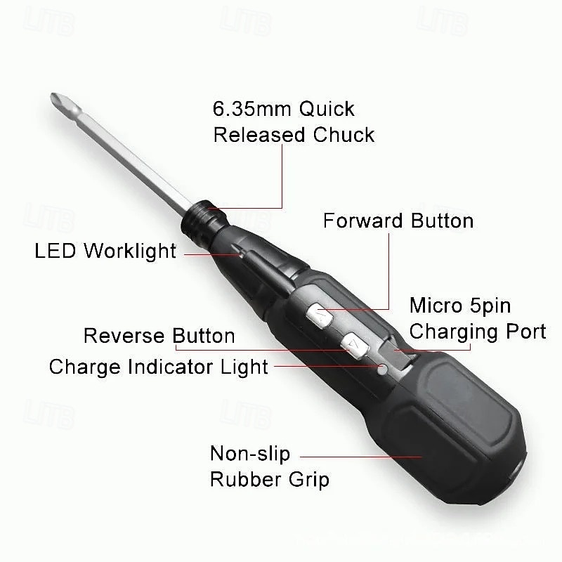 Multifunctionele elektrische schroevendraaier, USB-oplaadbaar, 3,6 V mini draadloze schroevendraaierset met bits voor doe-het-zelf reparatietaken in huis 2025 - $43.99 –P11