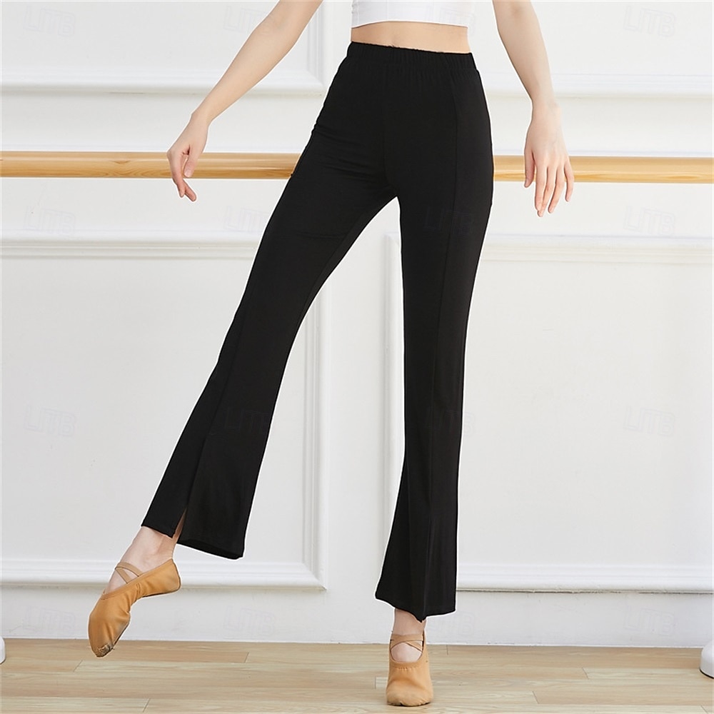 Calças de dança micro-flare retas com bainha dividida para mulheres – calças de prática de cintura alta para dança latina e clássica &treinamento técnico de 2025 por $22.99 –P2