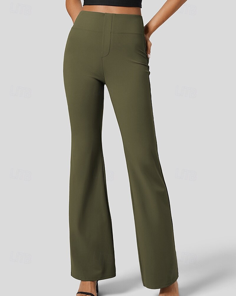 Per donna Gamba larga Pantaloni a zampa Pantaloni Eleganti Streetwear Casual Lunghezza intera Naturale Semplice Tasca Elastico in vita Comodo All'aperto Vacanza Ferie Grigio scuro Nero Verde militare del 2025 a $24.99 –P10