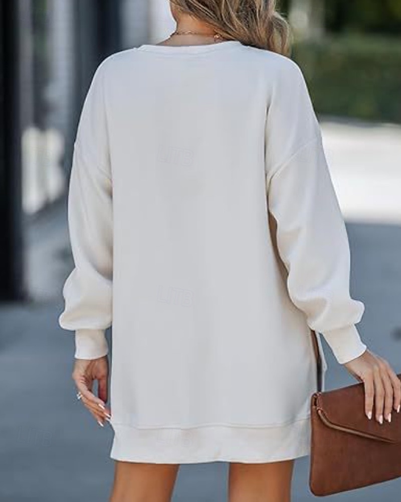 Per donna Felpa Pullover Felpe Semplice Casual Manica Lunga Girocollo Top Regolari Streetwear Ferie Patchwork Nero Beige Grigio Autunno Inverno del 2025 a $26.99 –P2