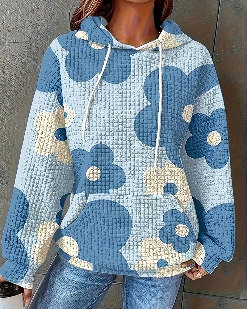 Femmes Sweat à capuche Fleuri Streetwear Occasionnel Confortable manche longue À capuche Hauts Réguliers Rue Fête Sortir Avec Poches Imprimé Blanche Bleu Violet Automne de 2025 ? $25.99 –P2