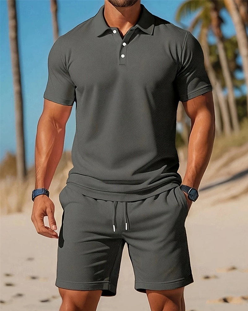 Ανδρικά Πουκάμισο γκολφ Μπλουζάκια Golf Polos Δουλειά Causal Πέτο Κοντομάνικο Βασικό Μοντέρνα Σκέτο 2 τεμάχια Κουμπιά Καλοκαίρι Άνοιξη Κανονικό Μαύρο Ρουμπίνι Πορτοκαλί Μπλε Απαλό Γκρίζο 2026 - $29.99 –P10