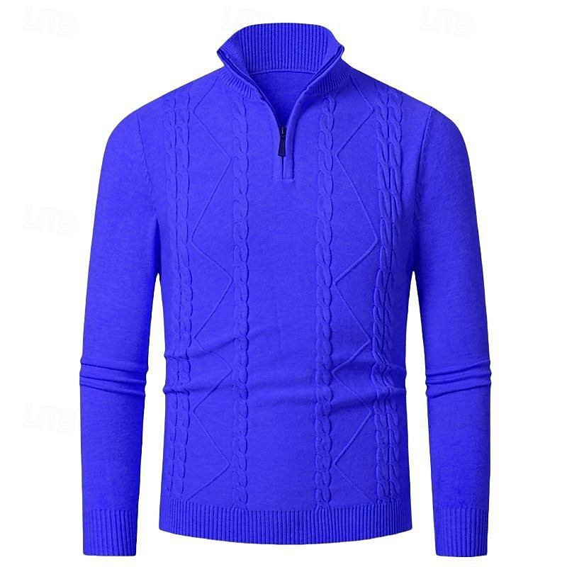 Herren Pullover Pullover mit Viertelreißverschluss Strickpullover Zopfmuster Stricken Normale Oberteile Gestrickt Einfach Viertelreißverschluss Mode Lässig Urlaub Alltagskleidung Bekleidung Herbst 2025 - $22.99 –P14
