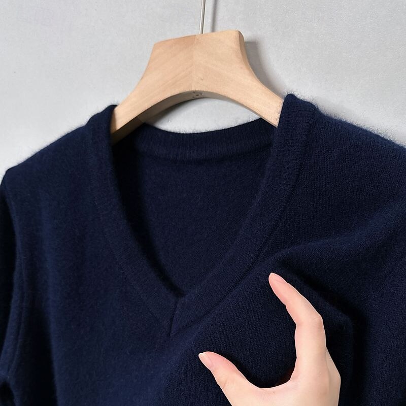 Herr Pullover tröja Stickad tröja Ribbad Sticka Vanliga toppar Stickat Slät V-hals Mode Grundläggande Semester Dagliga kläder Kläder Vinter Höst Kamel Svart M L XL 2025 - $24.99 –P3