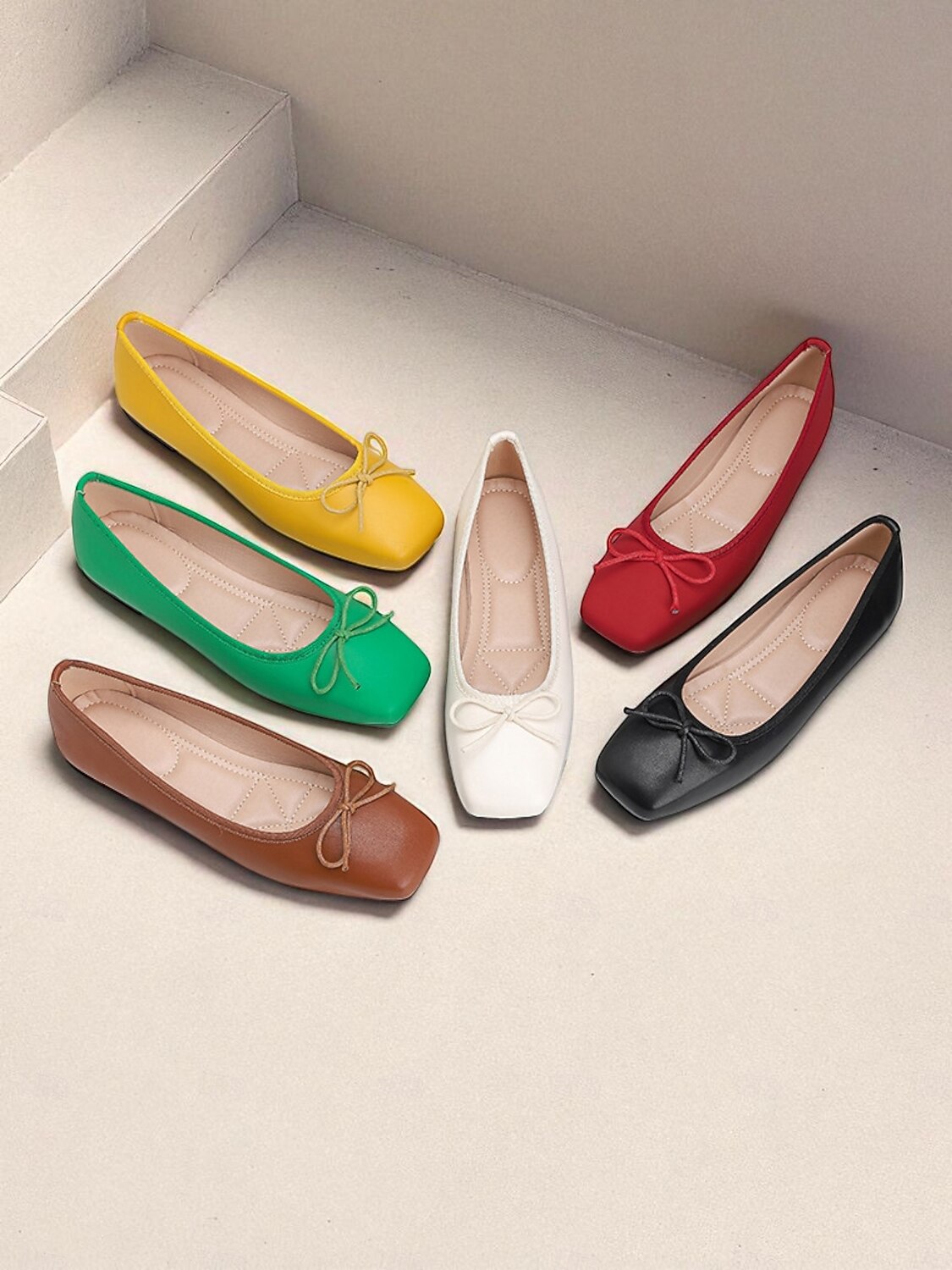 thumbnail image 2 of Women's Bowknot Ballet Flats - Comfortable Square Toe Slip-On Shoes For Everyday Wear 2 of 9