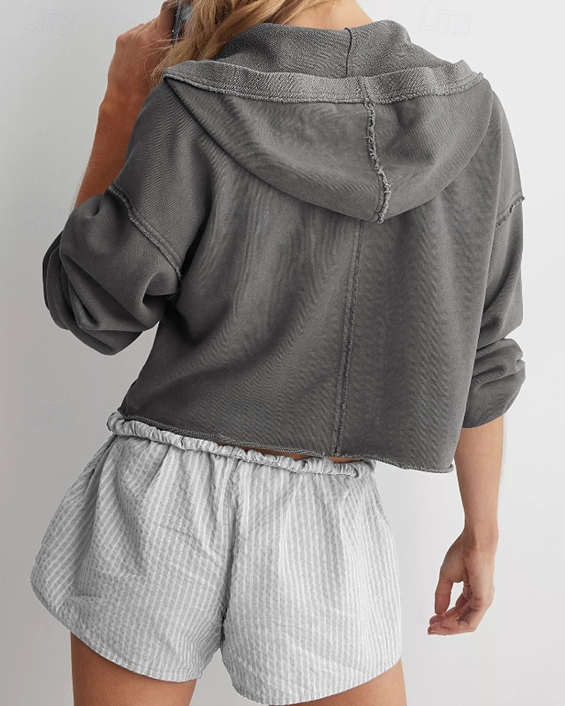 Mulheres Pulôver Moletom Com Capuz Tecido Roupa de rua Casual Manga Longa Com Capuz Tops regulares Rua Feriado Fúcsia Cinzento Claro Cinzento Outono Inverno de 2025 por $25.99 –P3