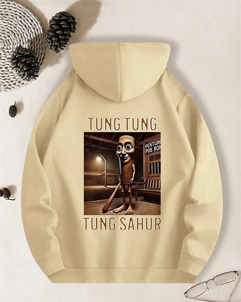 Pojkars avslappnad långärmad huvtröja med tung tung tung sahur-tryck vår höst mode streetwear barn 4-12 år huva utomhus daglig normal passform 2025 - $18.99 –P10