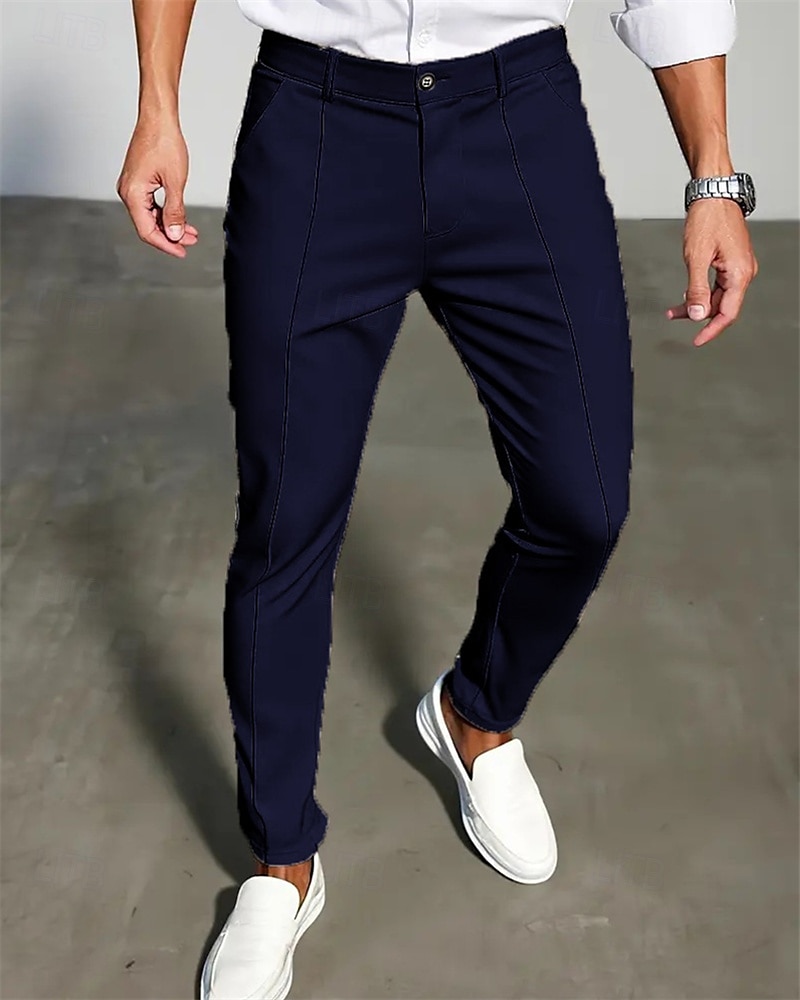 Herren Anzughose Slim Fit Hose Chinos Tasche Knöpfe Einfach Komfort Formell Party Arbeit Mode Klassicher Stil Schwarz Dunkelblau Mikroelastisch 2025 - $23.99 –P14