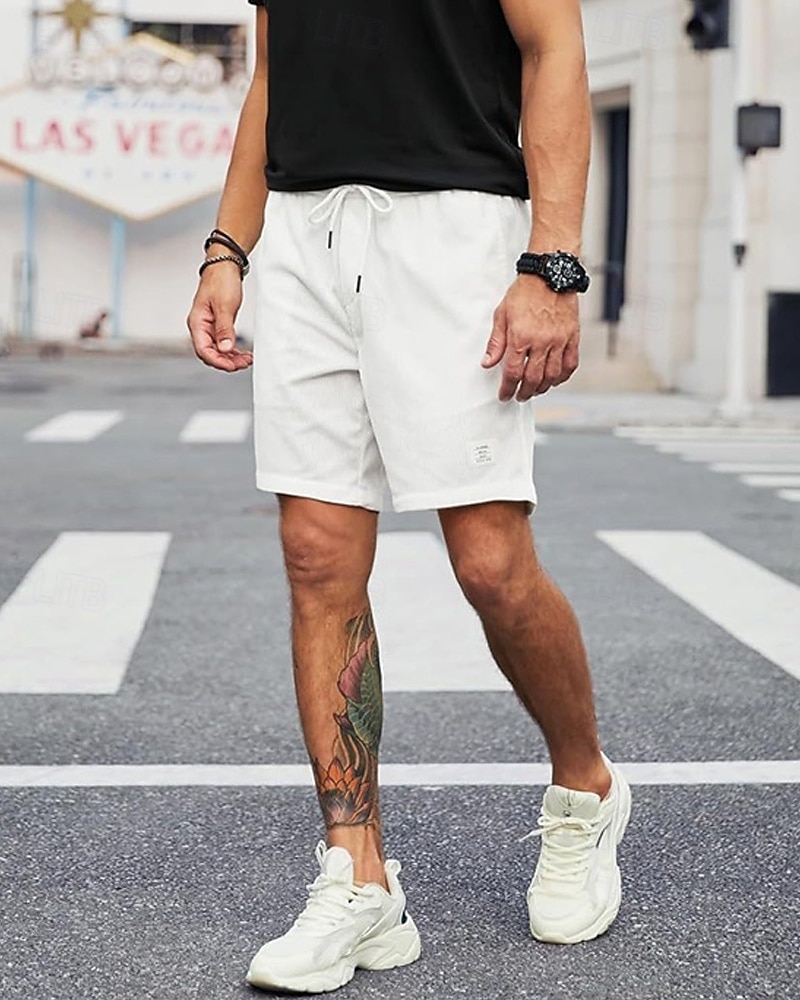 Herren Shorts Sommershorts Freizeitshorts Cordshorts Tasche Elastischer Bund Kordelzug Einfach Komfort Atmungsaktiv Kurz Outdoor Sport Klassisch Lässig Schwarz Weiß Mikroelastisch 2025 - $15.49 –P6