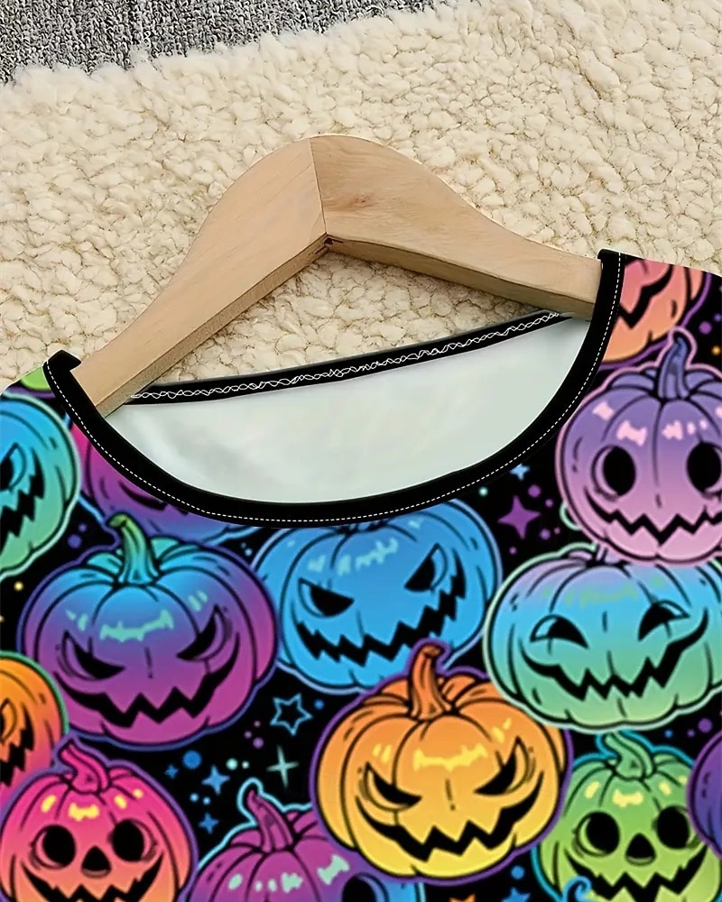 Halloween Dziewczyny ' 3D Halloweenowa dynia Sukienka Długi rękaw Lato Wiosna Urlop Codzienny Święto Księżniczka Piękny Słodkie Dzieci 4-12 lat Codzienne sukienki Sukienka A line Do kolan Regularny 2025 - $16.99 –P4