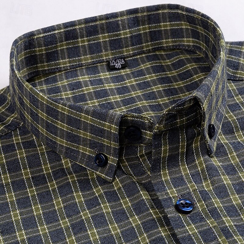 Herren Hemd Kleidhemd Knopfhemd Karomuster Hochzeit Party Schwarz Rote Blau Grün Langarm Revers Frühling Herbst Bekleidung 2025 - $36.99 –P6