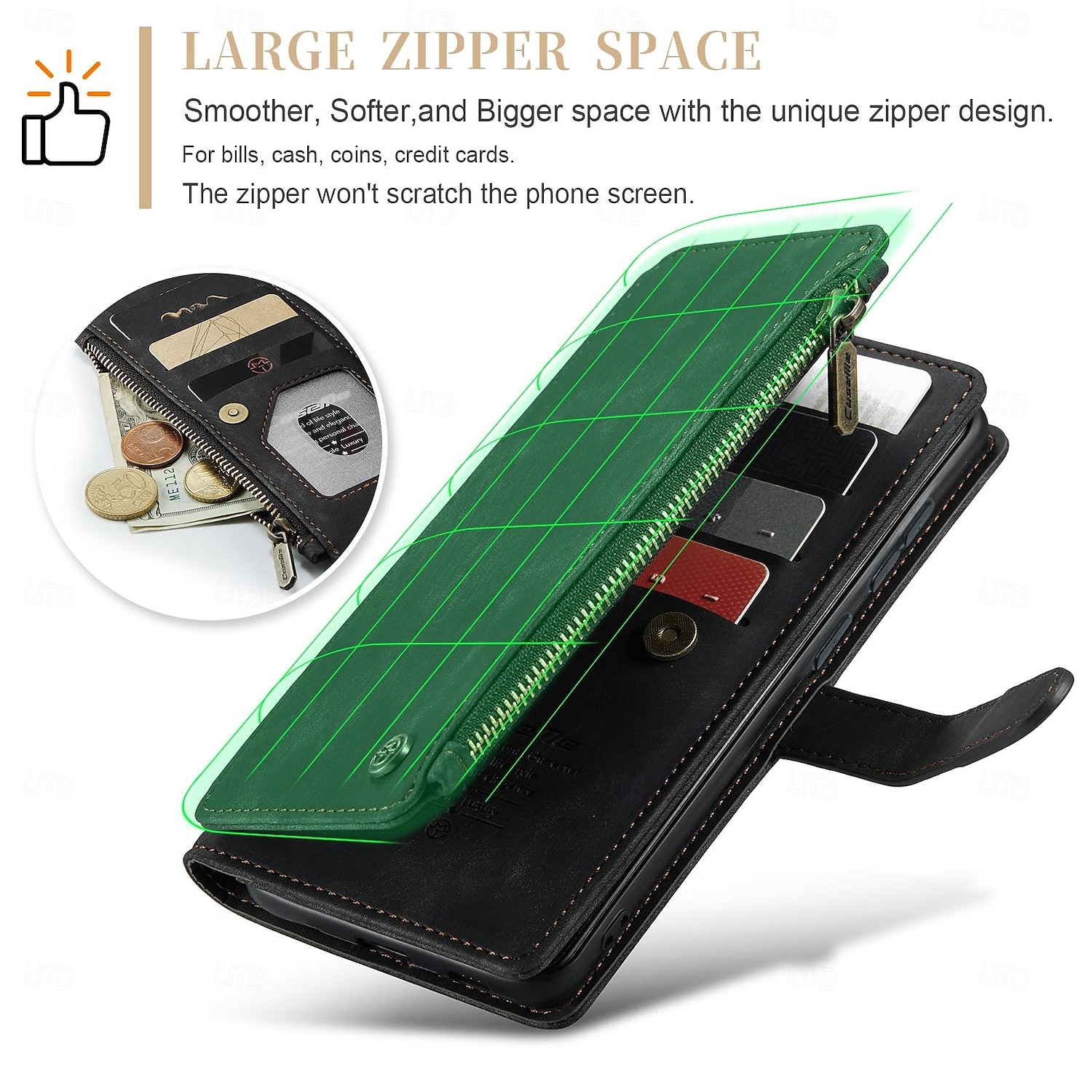 Case with Wrist Strap CASEME C30 Samsung Series Zip Multi-Card Pouch PU Leather Case 2025 - $17.99 –P10