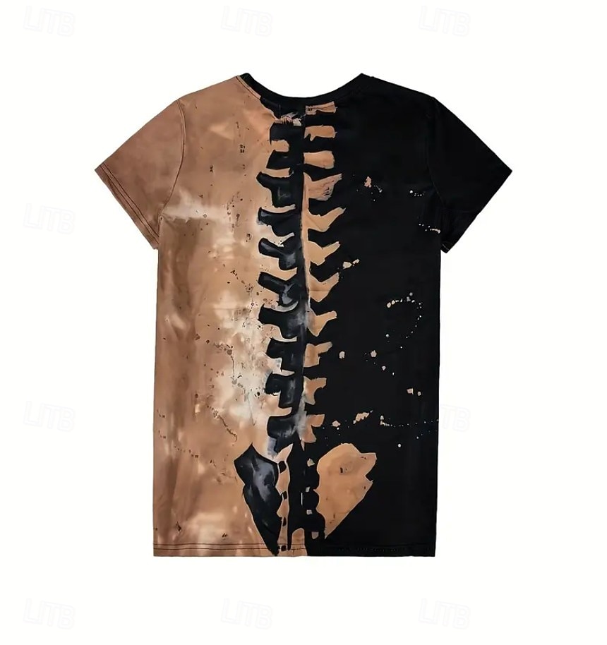 Camiseta Feminina de Halloween Gráfica Abóbora Floral Estampa de Caveira Vintage Estilosa Clássica Manga Curta Gola Redonda Tamanhos Regulares Impressão Diária Fim de Semana Preto Branco Vermelho de 2026 por $22.99 –P8