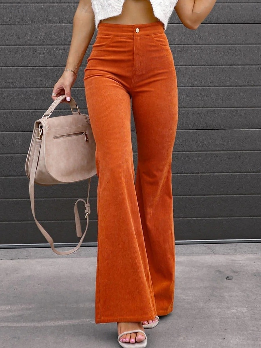 Per donna Pantaloni a Zampa Chinos Moda Streetwear Lunghezza intera Vita Alta Semplice Taglio alto Comodità All'aperto Micro-elastico Ufficio Streetwear Quotidiano Nero Vino Arancione Blu scuro del 2025 a $26.99 –P7