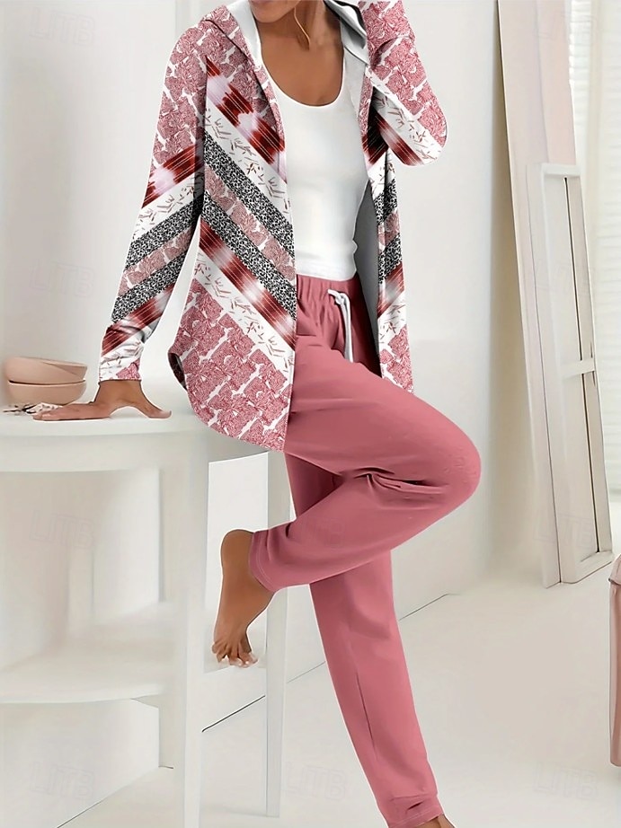 Femmes Actif Quotidien Sweat à capuche Survêtement Ensembles de Pantalons manche longue À capuche A Ombre Graphique Cordon de serrage Imprimé Extérieur Occasionnel Rose Claire Bleu Printemps Coupe de 2025 ? $49.99 –P4