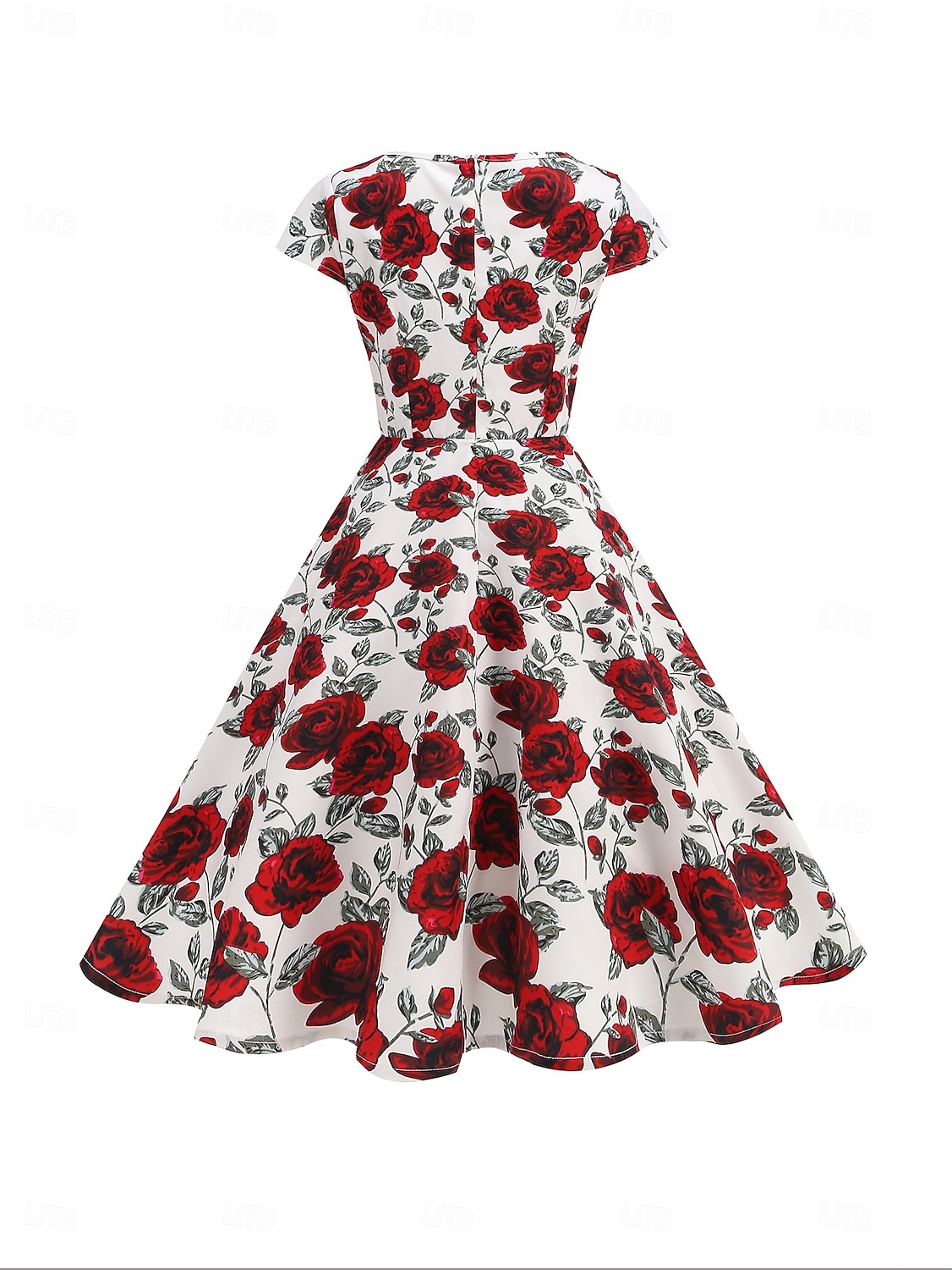 Retro Vintage 1950er Rockabilly Midlänge Swing-Kleid Ausgestelltes Kleid Kappe Blumen Frucht A-Linie Quadrathals Damen Karneval Urlaub Alltagskleidung Retro-Mottoparty Erwachsene Kleid Frühling 2025 - $35.99 –P7