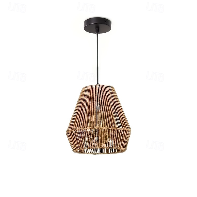 Landlig vintage flettet tau pendellampe, kunstnerisk hul design, 20 cm høyde, varmt hvitt/hvitt lys, e26/e27, justerbar kjede 2025 - $76.99 –P6