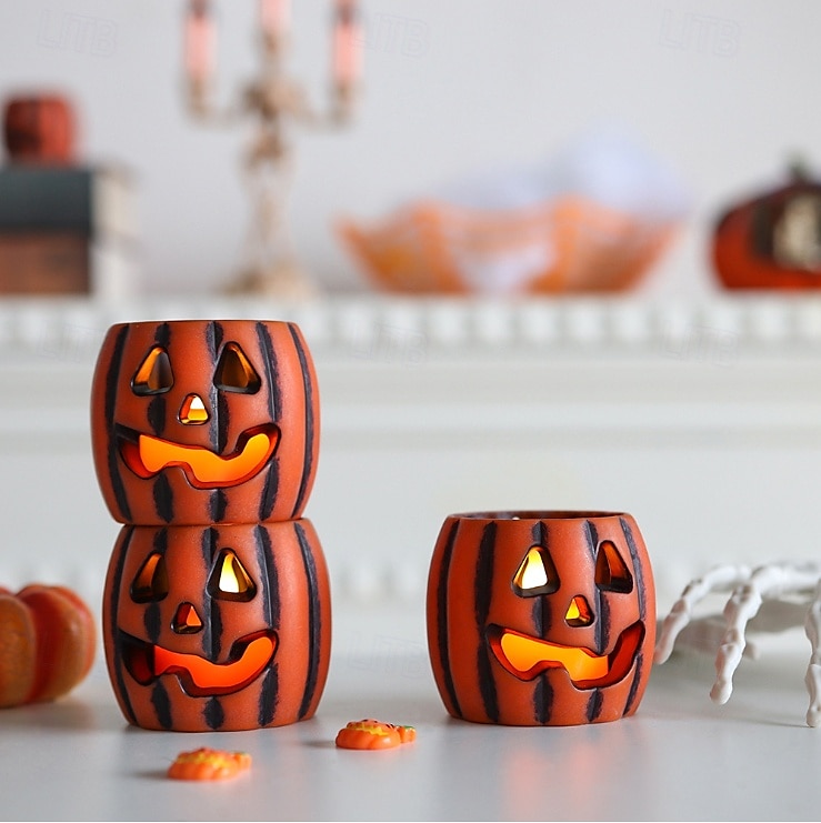 1 kpl halloween-kurpitsan muotoinen led-elektroninen kynttilävalo sisä- ja ulkotiloihin juhla-makuuhuoneen ravintolan juhlava tunnelma koristevalo 2025 - $6.49 –P7